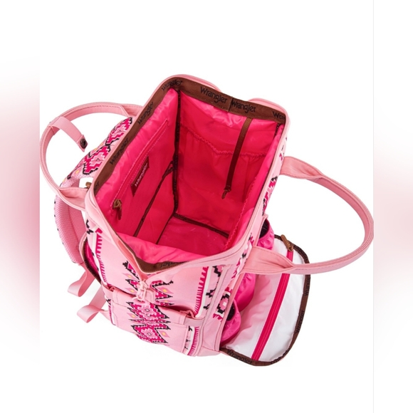 Wrangler Aztec Southwestern Pattern Sided Print Multi-Function Backpack Pink - Picture 3 of 9